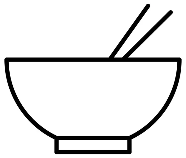 Schüssel Mit Nudeln Und Stäbchen Vektor Symbol Illustration — Stockvektor