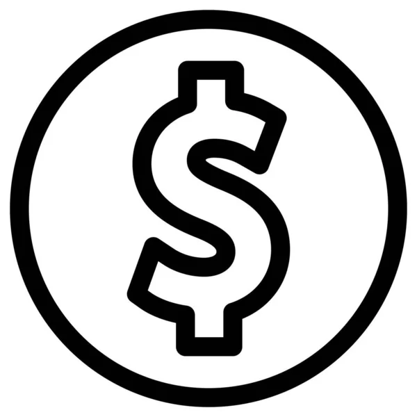 Dollar Teken Vector Pictogram Witte Achtergrond — Stockvector