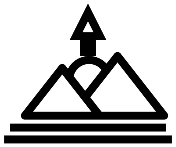 Ikone Der Flachen Berglandschaft lizenzfreie Stockvektoren