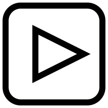 Ok başı sağ siyah vektör simgesi. Biçim, beyaz arkaplanda yuvarlak kare çerçevede düz bir semboldür.