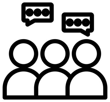 Beyaz üzerine basit ve minimalist ofis ve iş görüşmesi vektör simgesi