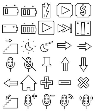 Farklı okları olan çizgi simgeleri kümesi, vektör illüstrasyonu