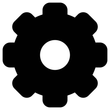 dişli simgesi hazır. vektör biçimi düz grafik sembolü, siyah renk, yuvarlak açılar, beyaz arkaplan