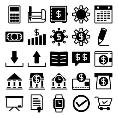 Basit ve minimalist finans cesur vektör simgeleri kümesi