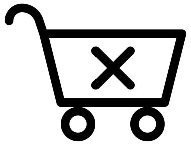 Alışveriş arabası ikonu. biçim çift renkli düz sembol, yoğun kırmızı ve siyah renkler, yuvarlak açılar,