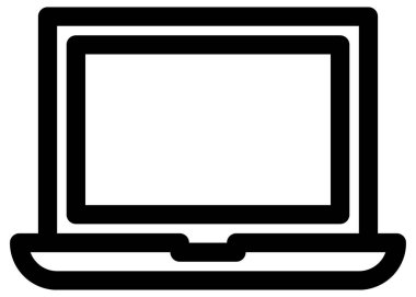 beyaz arkaplanda dizüstü bilgisayar vektör çizgisi simgesi