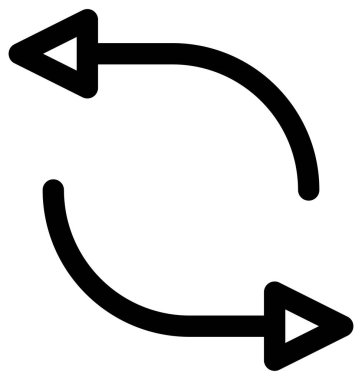 Okun vektör simgesini tazele. biçim düz grafik sembolü, siyah renk, beyaz arkaplan.