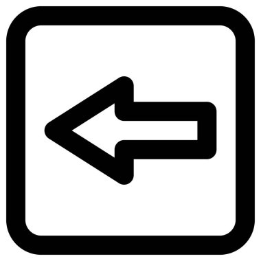 yön sol vektör simgesi. biçim yuvarlak kare çerçeveli düz bir semboldür, siyah renk, beyaz arkaplan