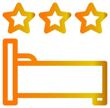 Otel vektör ikonu. biçim iki renkli düz sembol, turuncu ve sarı renkler, beyaz arkaplan.