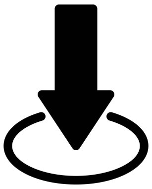 ok aşağı vektör simgesi. biçim düz sembol, siyah renk, yuvarlak açılar, beyaz arkaplan