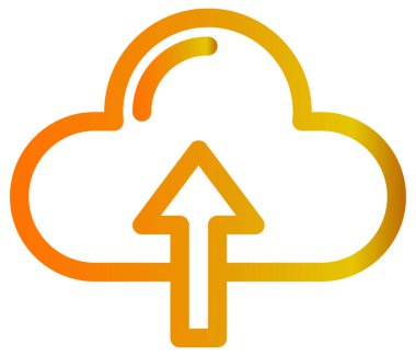 Bulut simgesi yükle. biçim düz sembol, turuncu renk, yuvarlak açılar, beyaz arkaplan