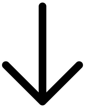 ok aşağı vektör simgesi. biçim, beyaz arkaplanda yuvarlak açılı düz grafik sembolüdür