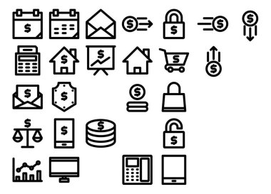 Basit ve minimalist finans cesur vektör simgeleri kümesi