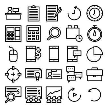 16 iş ve finans simgesinin vektör çizimi