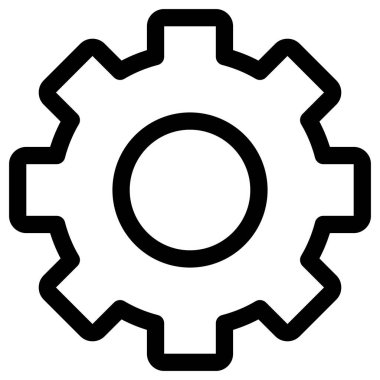 beyaz arkaplanda dişli çizgi vektör simgesi 