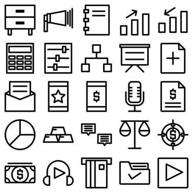 Basit ve minimalist iş cesur vektör simgeleri kümesi