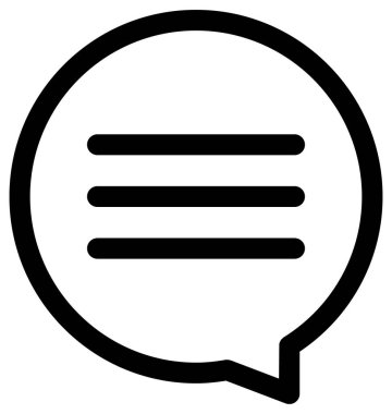 Mesaj vektör simgesi. biçim düz yuvarlak sembol, siyah renk, beyaz arkaplan.