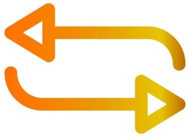 zıt oklar simgesi. Vektör biçimi yuvarlak açılı, turuncu renk ve beyaz arkaplan içeren düz ikonik semboldür.