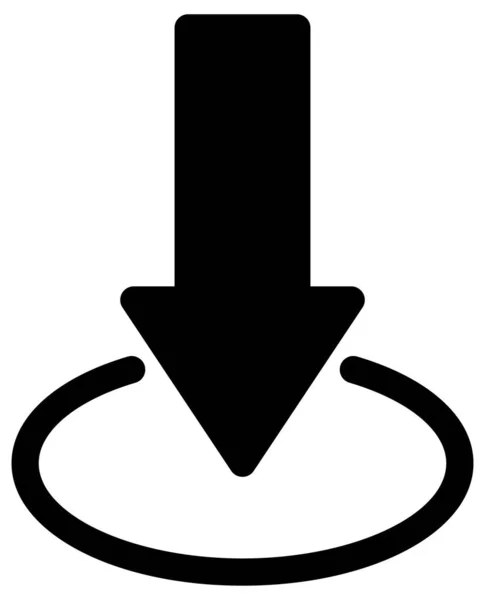 Seta Para Baixo Ícone Vetorial Estilo Símbolo Plano Cor Preta — Vetor de Stock