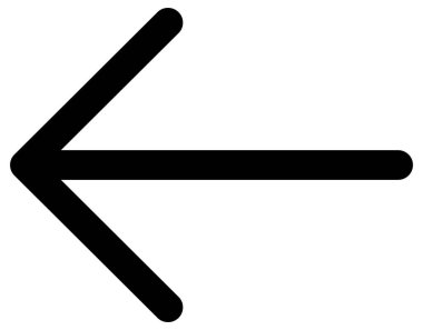 Sol ok vektör simgesi. biçim düz grafik sembolü, siyah renk, beyaz arkaplan.