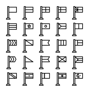 Bayrakların modern siyah simgelerinin vektör çizimi