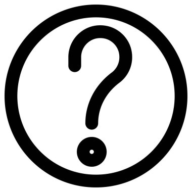 Soru işareti simgesi. Vektör biçimi düz simge, siyah renk, beyaz arkaplan.