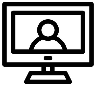 bilgisayar ekranı, vektör simgesi beyaz arkaplanda izole edildi