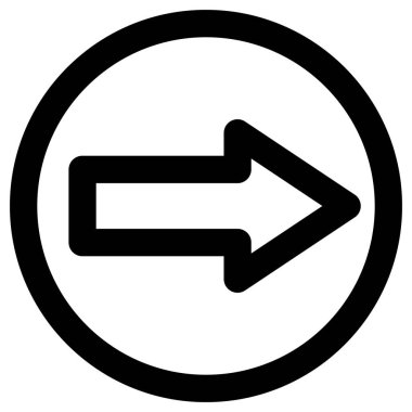 ok sağ vektör simgesi. biçim düz daire içine alınmış sembol, siyah renk, yuvarlak açılar, beyaz arkaplan