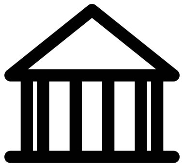 Banka binası vektör simgesi. biçim iki renkli düz semboldür