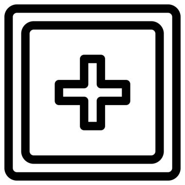 Beyaz arkaplanda basit ve minimal sağlık ve tıp vektörü simgesi