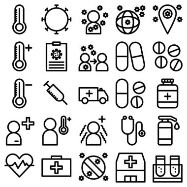 bir dizi sağlık ve ilaç vektör simgesi