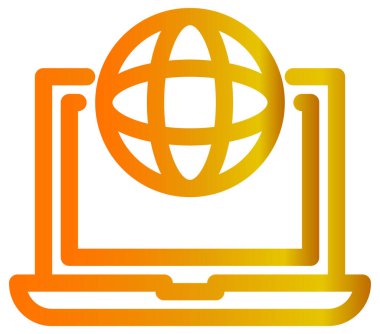 küresel ağ vektör simgesi. biçim iki renkli düz sembol, turuncu ve sarı renkler, beyaz arkaplan.