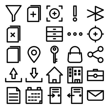 Beyaz arkaplanda izole edilmiş uygulama arayüzü vektör simgeleri 