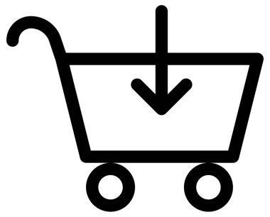 Alışveriş arabası ikonu. biçim çift renkli düz sembol, yoğun kırmızı ve siyah renkler, yuvarlak açılar,