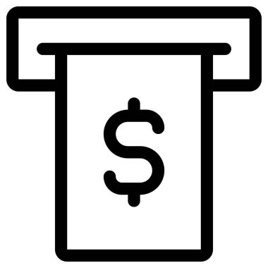 ATM simgesi. vektör biçimi, yuvarlak açılı, pürüzsüz mavi renkli, beyaz arkaplan