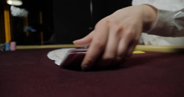 Casino Distribuição Cartas Jogo — Vídeo de Stock