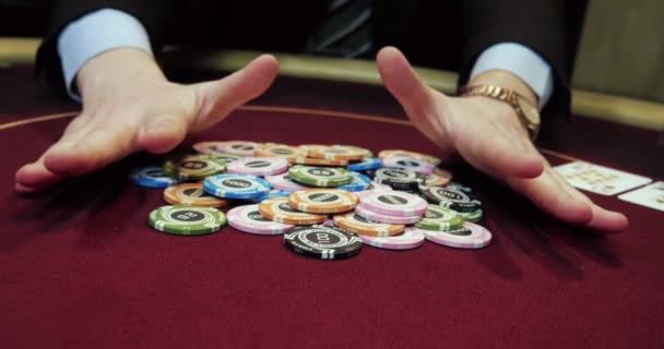 Casino Distribuição Fichas Jogos — Vídeo de Stock