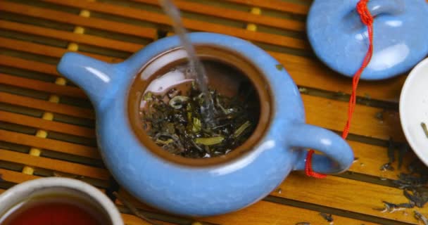 竹を背景にした茶道 — ストック動画