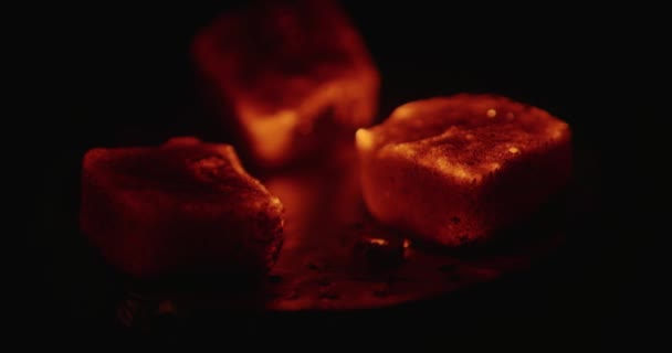 Pánev Červené Horké Uhlíky Plamen — Stock video