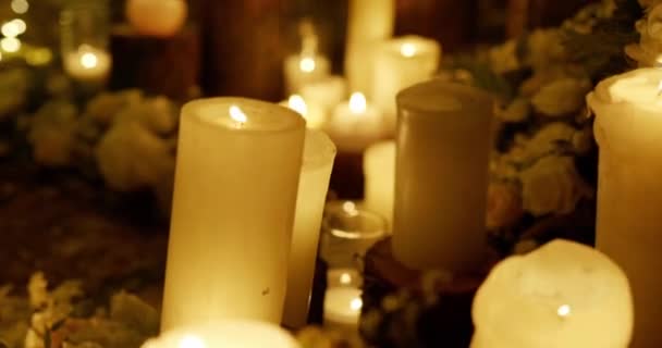 Avond Decoraties Kaarsen Lichten — Stockvideo