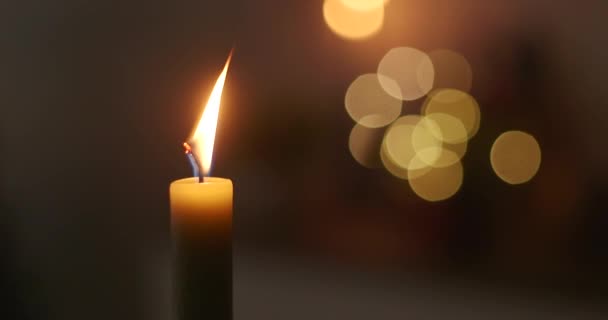 Новогодний Праздник Пламя Свечи Замедленной Съемке — стоковое видео