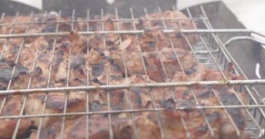 Kömür, ızgara, duman, ateş