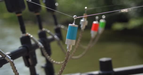 Yavaş Çekim Sazan Avı Isırık Swinger Sinyalizasyon Cihazı — Stok video