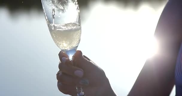 Copa Vino Atardecer — Vídeo de stock