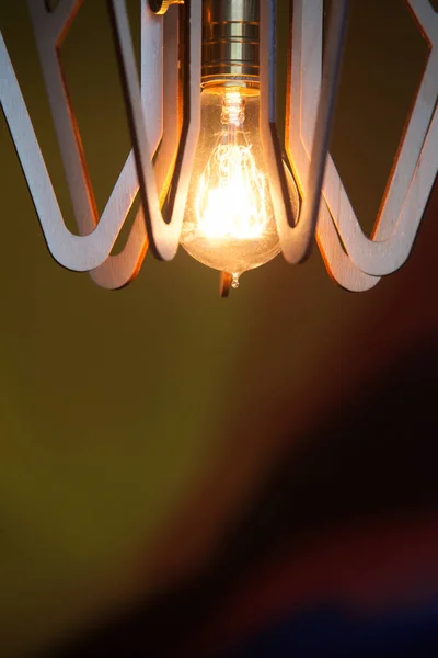 Vintage Lamp Warme Licht Zwarte Achtergrond — Stockfoto