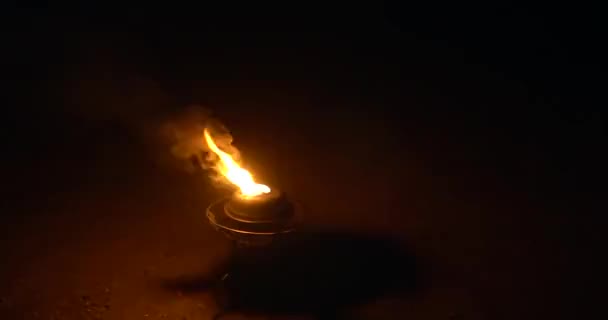 Torch Fire Black Background Slow Motion — Stock Video