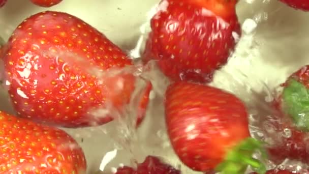 Rotación Cámara Lenta Fresas Jugosas Vista Superior Rotación 360 Grados — Vídeo de stock