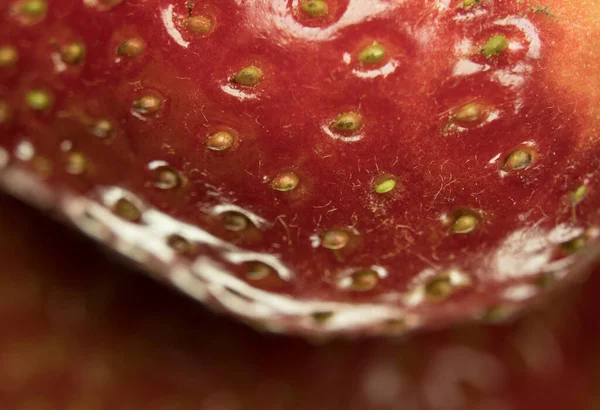 Erdbeeren Aus Nächster Nähe Sichtbare Struktur Und Kleine Details Kleine — Stockfoto