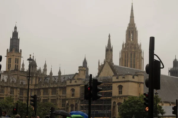 London London England Großbritannien Mai 2020 Verregnete Straßen Westminster Palast — Stockfoto