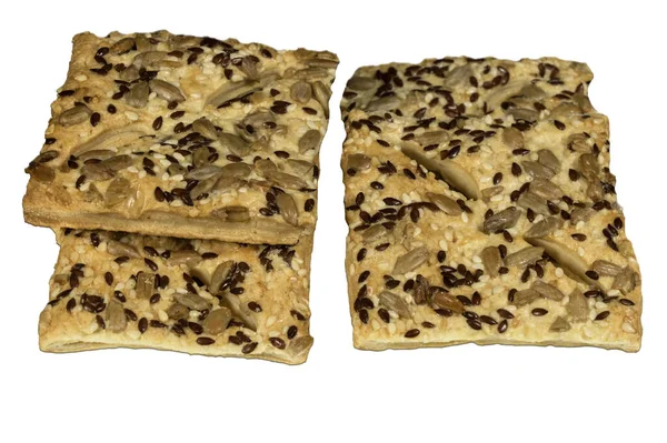 Печенье Орехами Семенами Изолированные Белом Фоне — стоковое фото